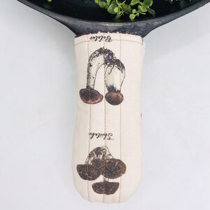 Stocking Stuffer Lot of 3 Cast Iron Pan Handle Potholder Cotton Mushrooms